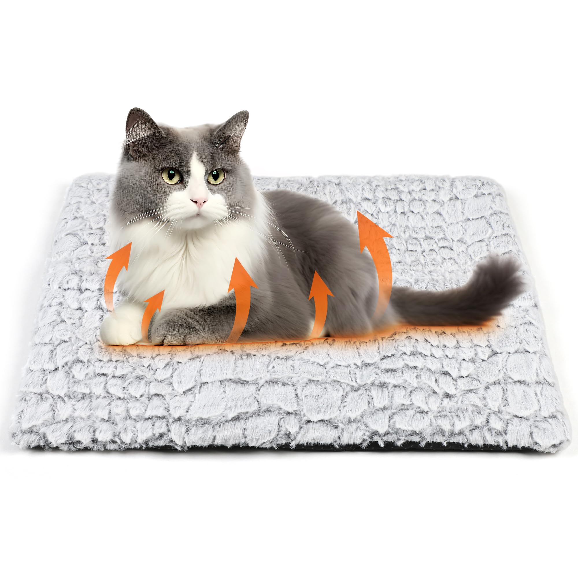 Leekalos Self Warming Cat Bed Self Heating Cat Dog Mat, Ultra Soft Extra Warm Thermal pet Pad for Indoor Outdoor Pets with Removable Cover Non-Slip Botom Washable (Grey, Small(23.6''X17.7''))