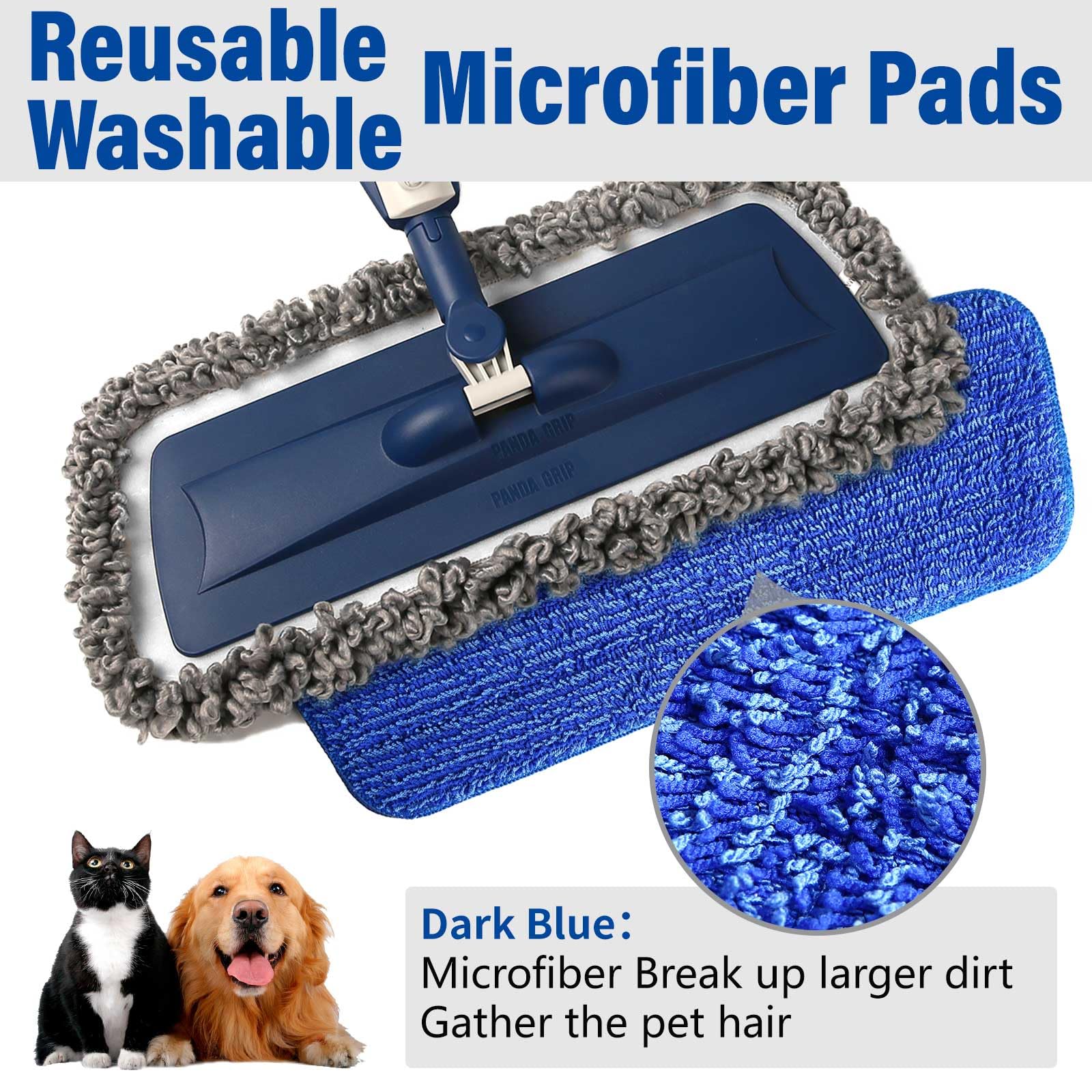 Mopas para Limpieza de Suelos, mopa húmeda con Botella Recargable de 14 onzas y 3 Almohadillas de Microfibra Lavables, Uso doméstico o Comercial, mopa Plana Seca y húmeda para Madera Dura, laminada