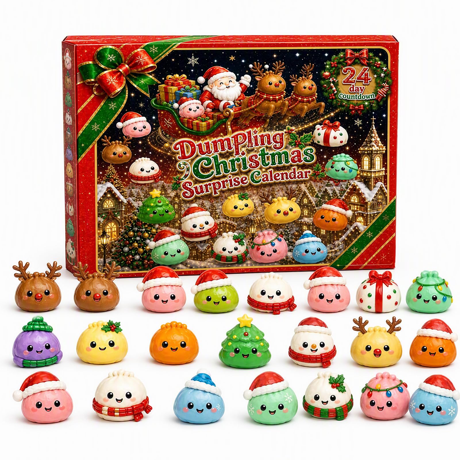Kacuberr 2026 Squishies Advent Calendar, 24 Dumpling Christmas Countdown