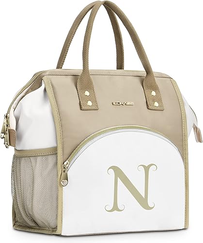 Miniatura 1 de LOKASS Lonchera personalizada para mujeres, lonchera aislada con inicial N para adultos, bolsa de almuerzo para el trabajo, regalos para el