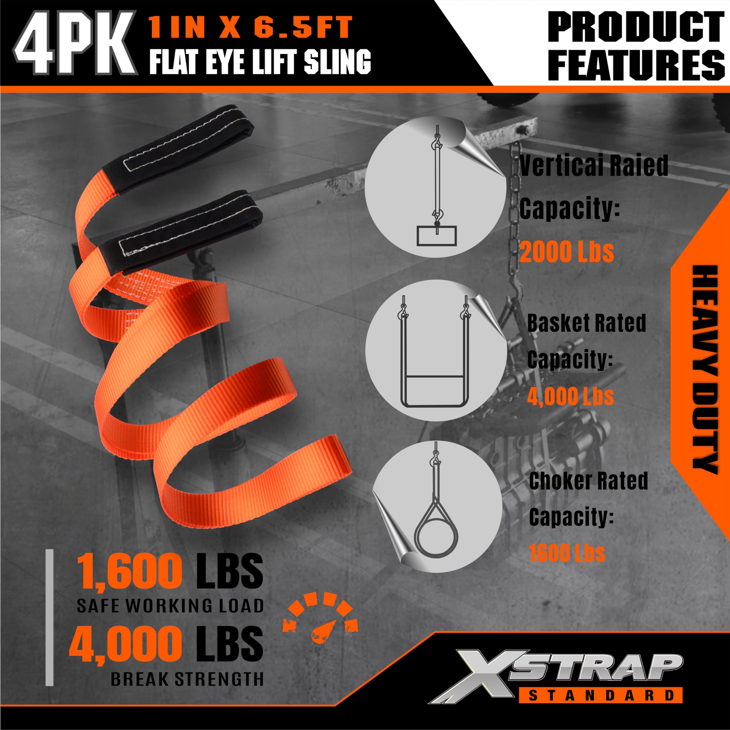 XSTRAP Lifting Slings - 4 Pack 1" x 6.5ft -5 XSTRAP Lifting Slings - 4 Pack 1" x 6.5ft -5