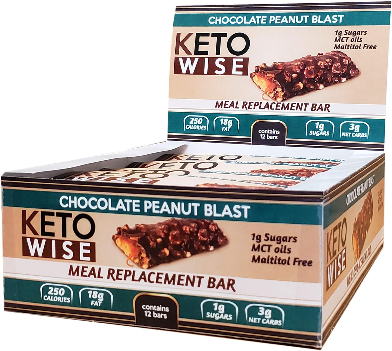 Keto Wise Meal Replacement Bar - Chocolate Peanut Blast - Box of 12