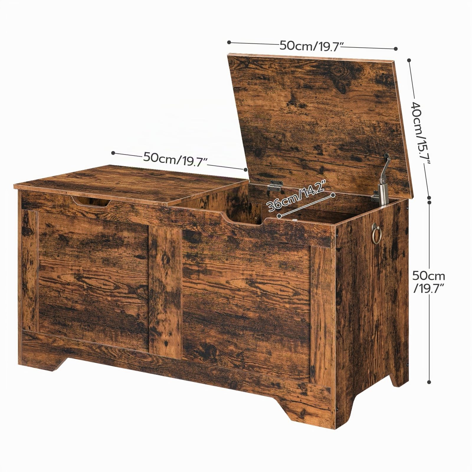 HOOBRO Truhen, Schuhbank mit 2 Deckeln, Aufbewahrungstruhe, Aufbewahrungsbox mit interner Trennwand, für Eingangsbereich, Wohnzimmer, Schlafzimmer, Vintagebraun EFG102CW01