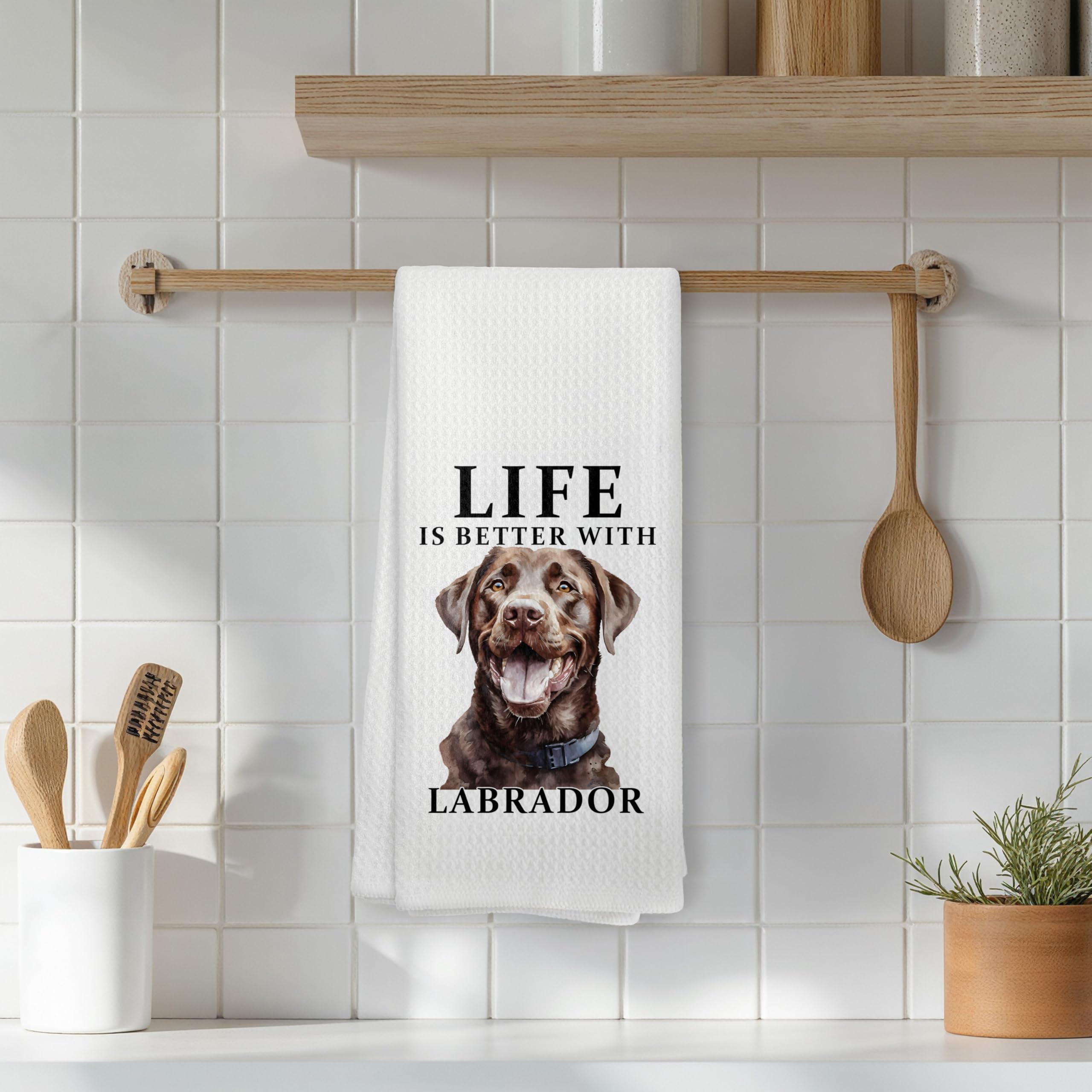 Labrador Retriever Gifts Kitchen Towels, Chocolate Lab Gifts Hand Towels for Bathroom, Life is Better with Labrador Decorative Tea Towels Dish Towels, 16x24 Inch