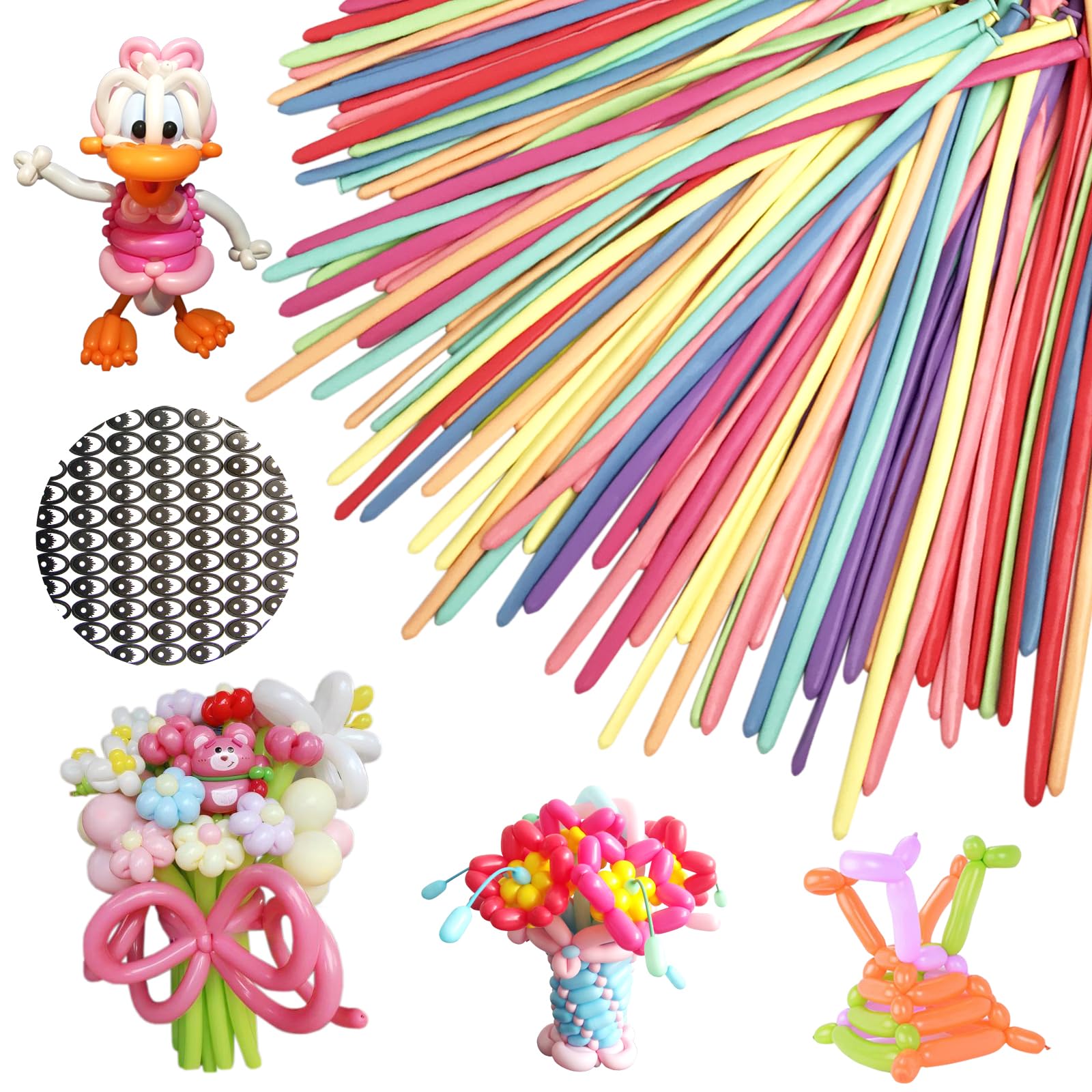 260Q Balloons, 100 Pcs Balloon Animal Making Kit - Modelling Balloons for Balloon Arches, Birthdays, Weddings & Christmas Party Decorations