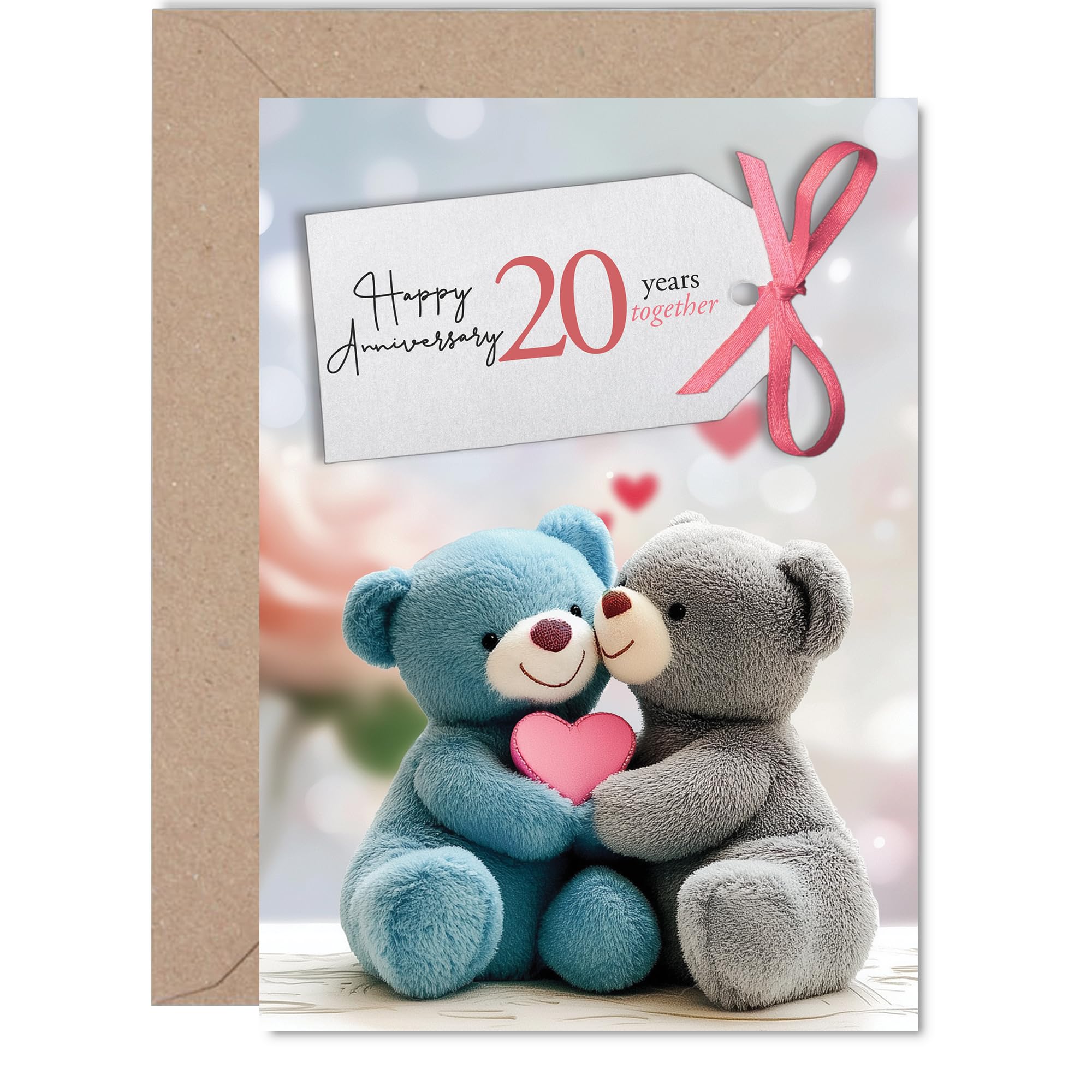 20th Anniversary Card for Women and Men, Bears in Love