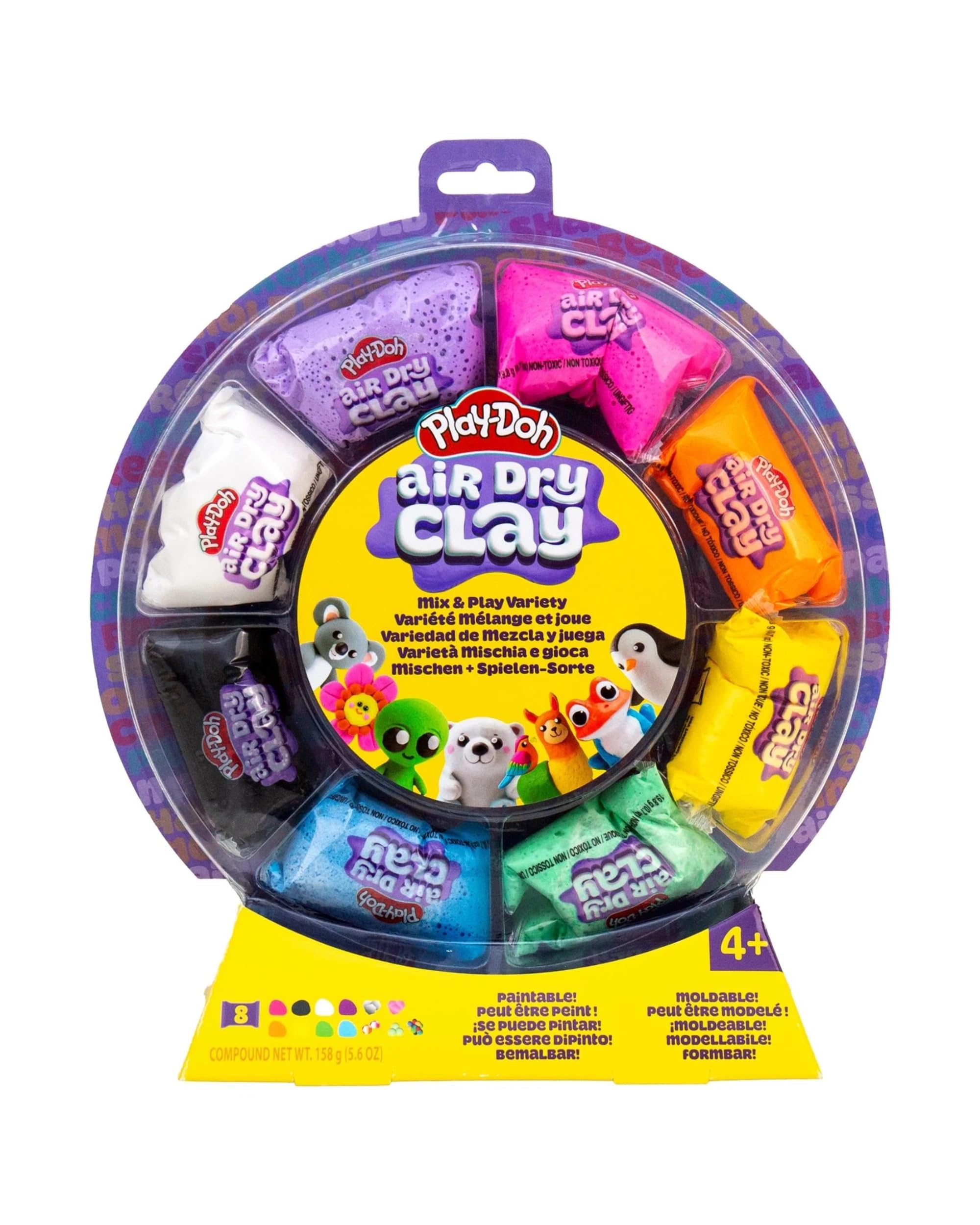 Play-Doh Air Dry Clay Texture Wheel Playset, 8 Colours for Kids