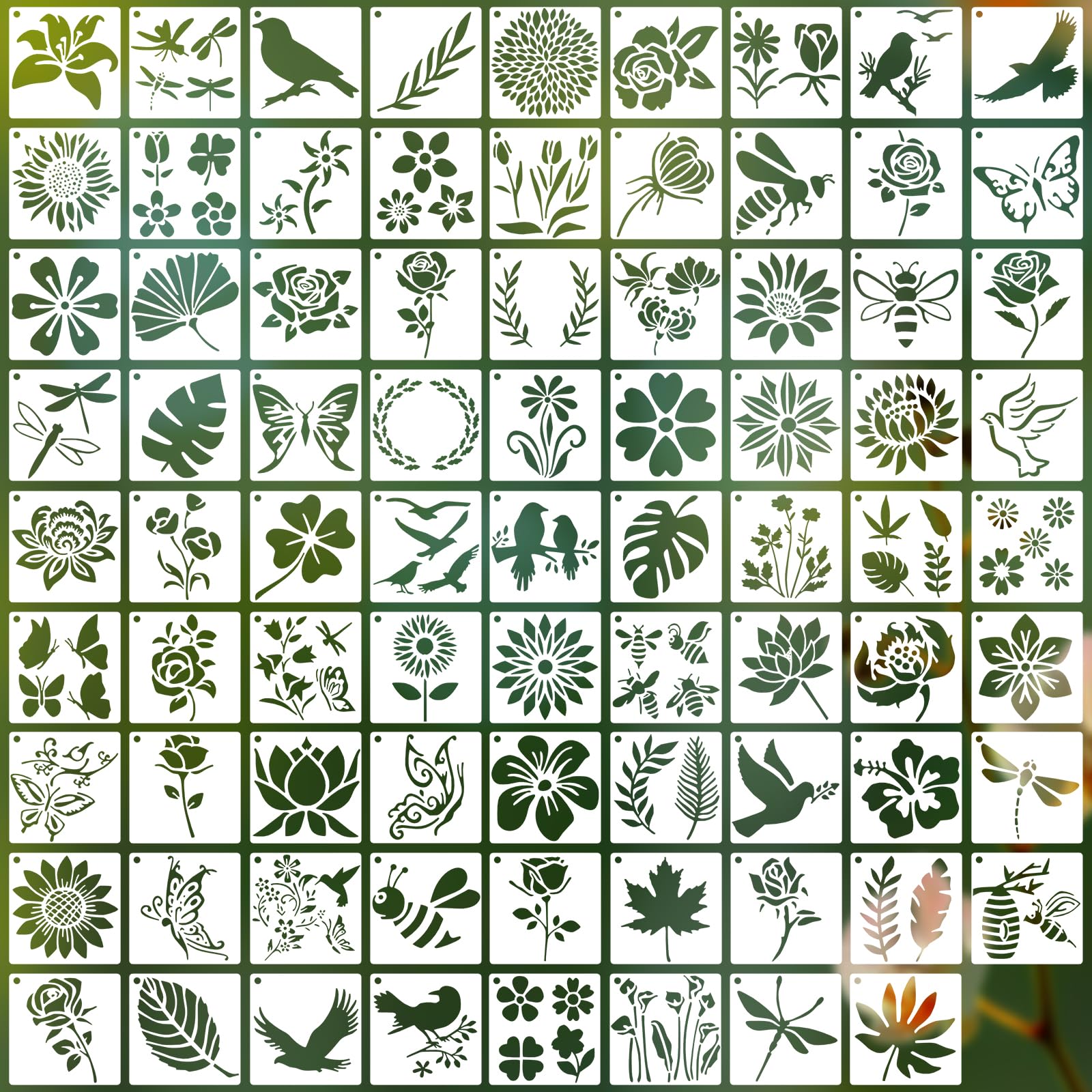 80 plantillas de 3 pulgadas para pintar sobre madera, mariposas y flores para manualidades, plantillas de dibujo reutilizables para proyectos de aula de niños, arte de tela, letreros de madera