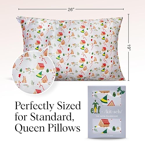 Miniatura 4 de Kitsch Funda de almohada de satén Elf x con cremallera, más suave que la seda para el cabello y la piel, fundas de almohada refrescantes  Tamaño