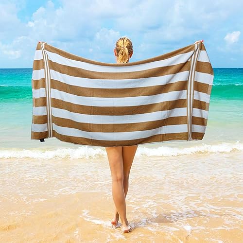 Miniatura 4 de Organix ICON Collection - Juego de 4 toallas de playa de alta calidad, (35 x 70 pulgadas), 100% algodón hilado en anillo de 500 GSM, ligeras y
