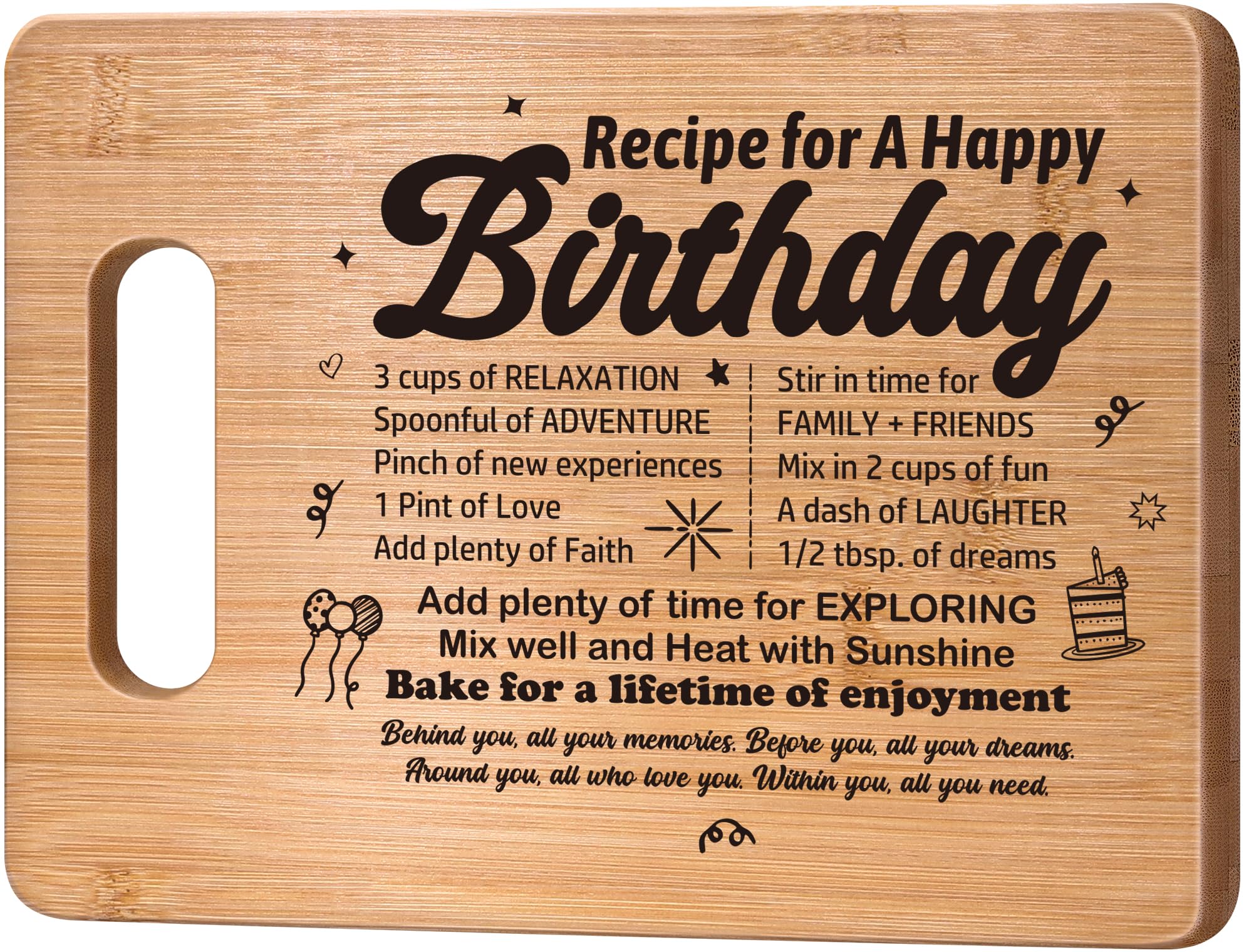 Birthday Gifts for Women Men,Best Friend Birthday Gifts for Her Him,Year Old Birthday Gifts for Women Friendship,Birthday Gift Ideas for Dad Mom Sister Girls,Happy Birthday Decorations Cutting Board