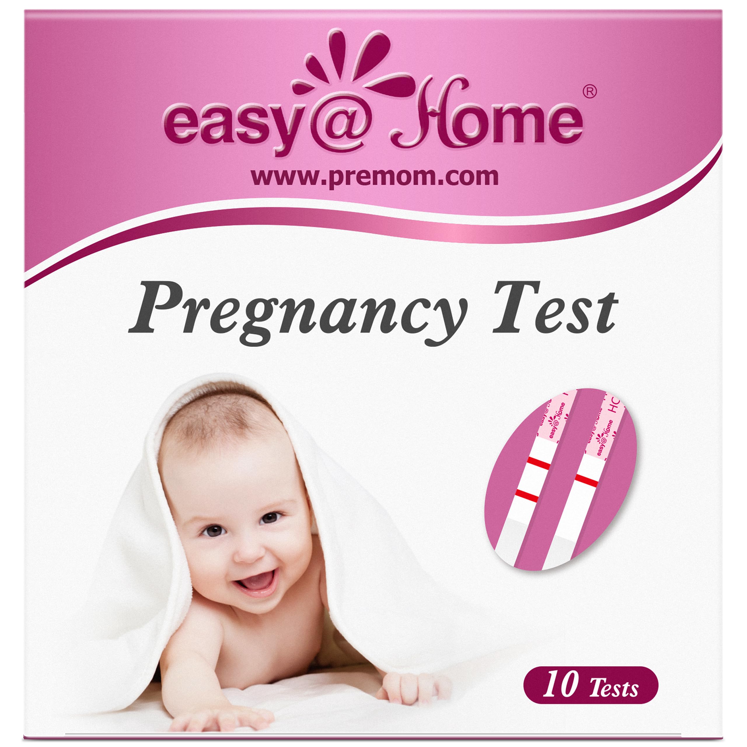 Easy@Home Pregnancy Test Strips Kit: 10 Pack HCG Test Strips - Early Detection Home Pregnancy Test
