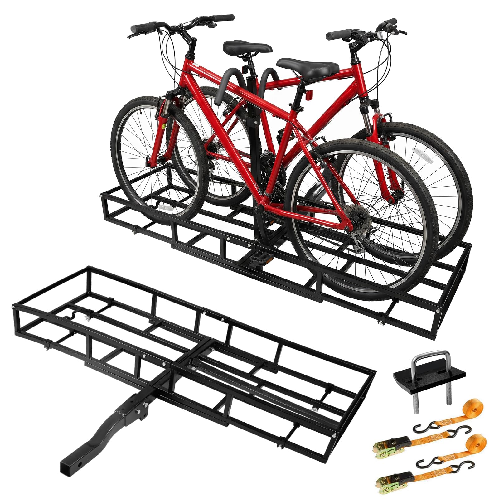 Photo 1 of **MISSSING PIECES, PARTS ONLY** Hitch Cargo Carrier with Bike Rack,64" x 20" x 6" 2 in 1 Folding Trailer Hitch Rack for 2 Standard, Fat Tire and Electric Bike, Fits for Car SUV Truck RV Minivan with 2-Inch Receiver