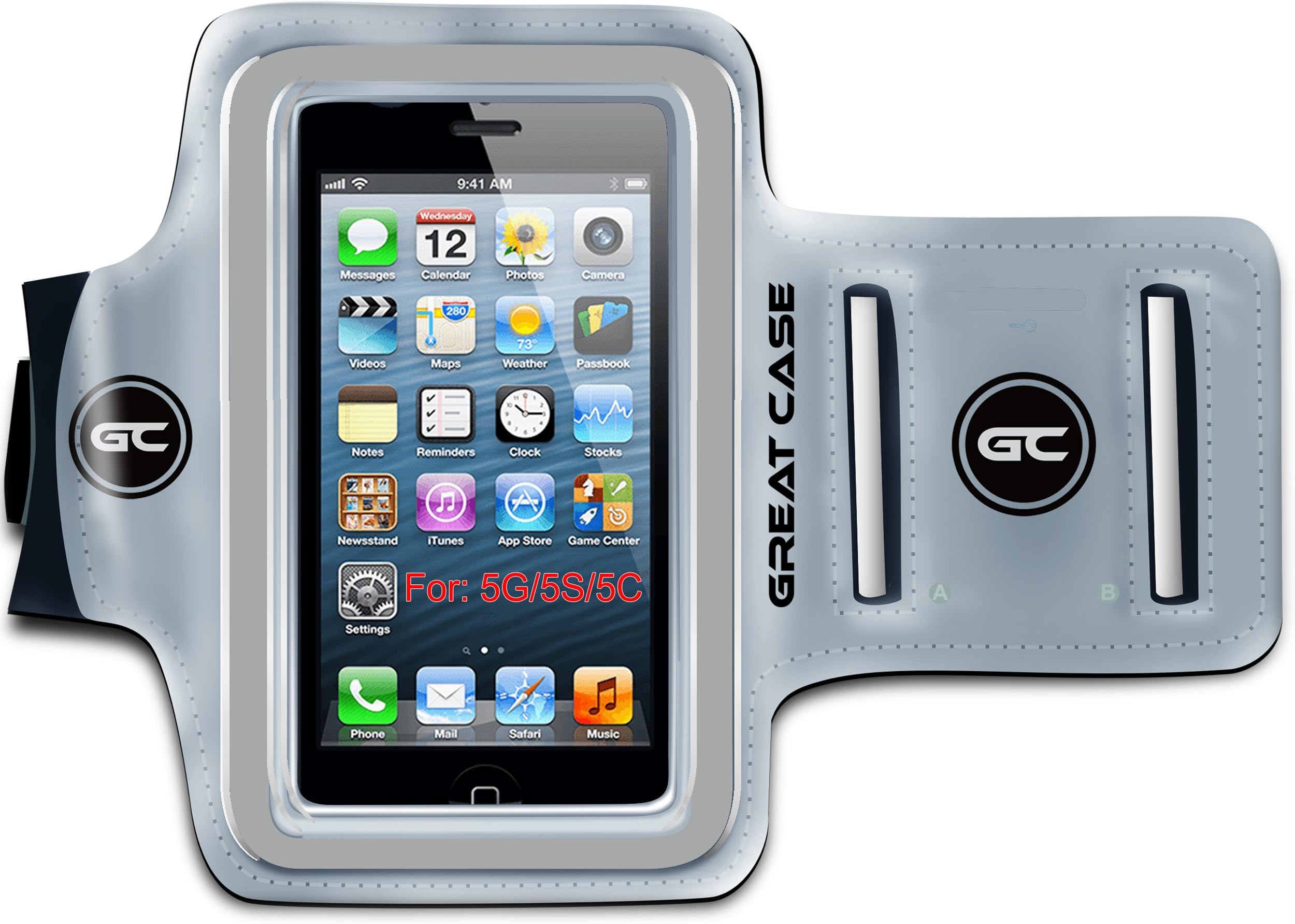 GREAT CASE SPORT iPhone SE Armbands - Incredibly light iPhone SE Armbands for iPhone SE 5/5S/5C and iPod touch 5 (silver) Great Case is made from super tough and durable, 100%!