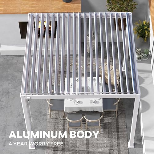 Miniatura 10 de MIRADOR 111S Takasho - Pergola con listones de 10 x 20 pies, marco de aluminio completo, techo ajustable para terraza al aire libre, jardín, patio,