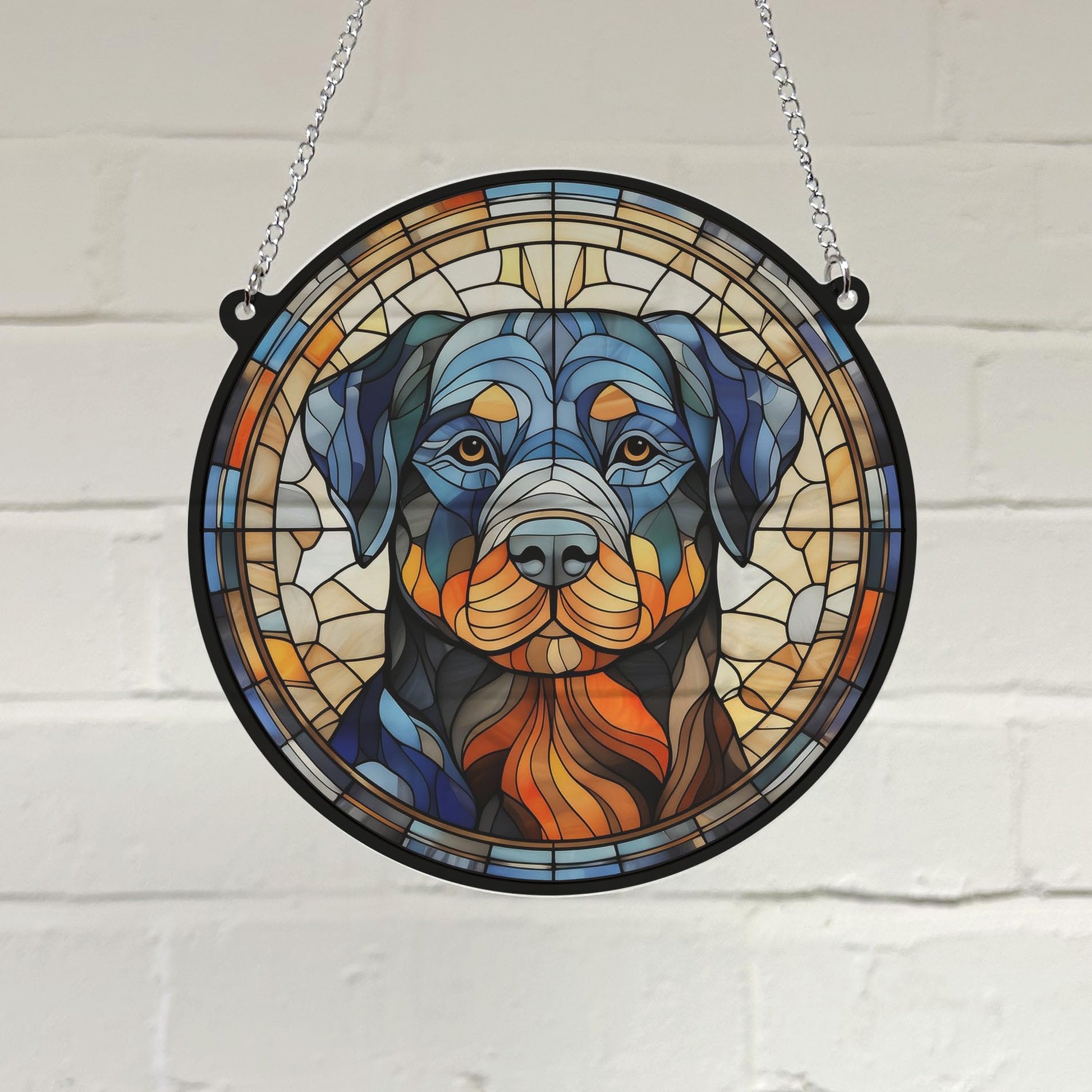 Rottweiler Stained Glass Effect Suncatcher Gift for Dog Lovers - 19cm, Multiple Colours - Image 3