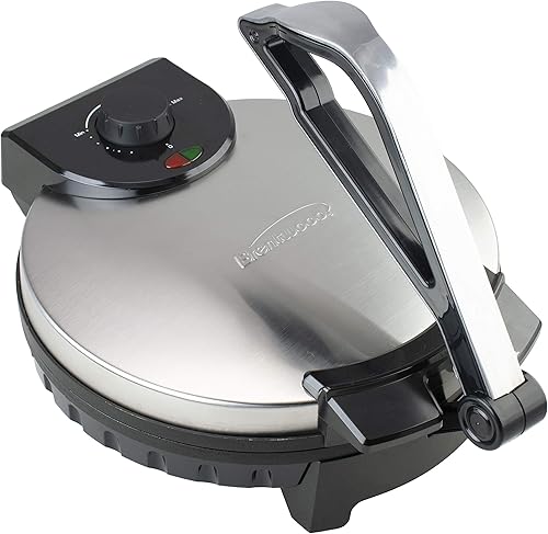 Brentwood TS-129 máquina eléctrica para hacer tortillas, antiadherente, de acero inoxidable, de 12pulgadas