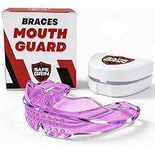 SafeGrin Premium Mouth Guard for Braces, Upper and Lower Teeth Protection for Sports, Football, Lacrosse, Hockey, Baseball, Youth Comfort Fit, Guard