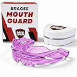 Mouth Guard for Sports - Premium Silicone Upper & Lower Teeth Protection - Football, Lacrosse, Hockey, Baseball - Fit for Youth and Teens (Pink, Mouthguard for Braces)
