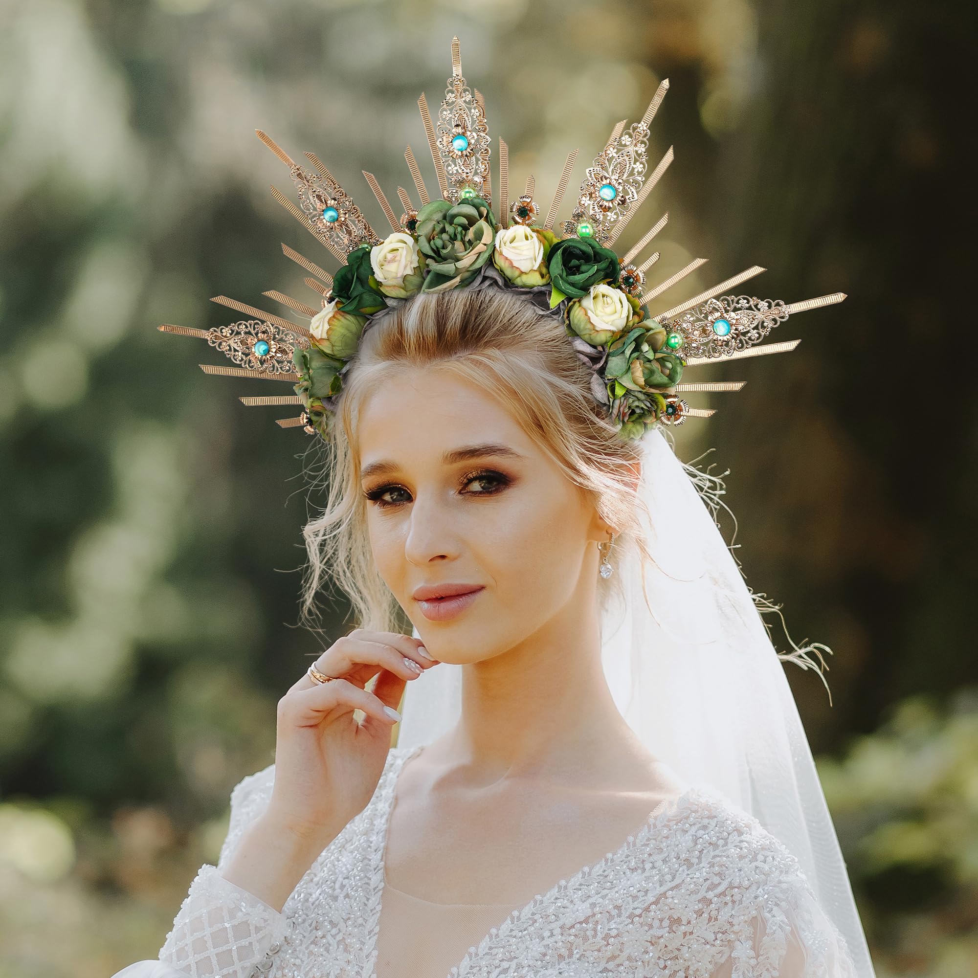 Amazon.com : COSUCOS Renfaire Roses Halo Crown - Handmade  display picture 1