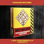 Ring Binder Depot SDS Binder, Lourds 3 Ring Binder avec 1.5 dans les centres de capacités 250 Pages, Trilingue avec EnglishSpanishFrench, Fiches de données de sécurité durables et très visibles, jaune