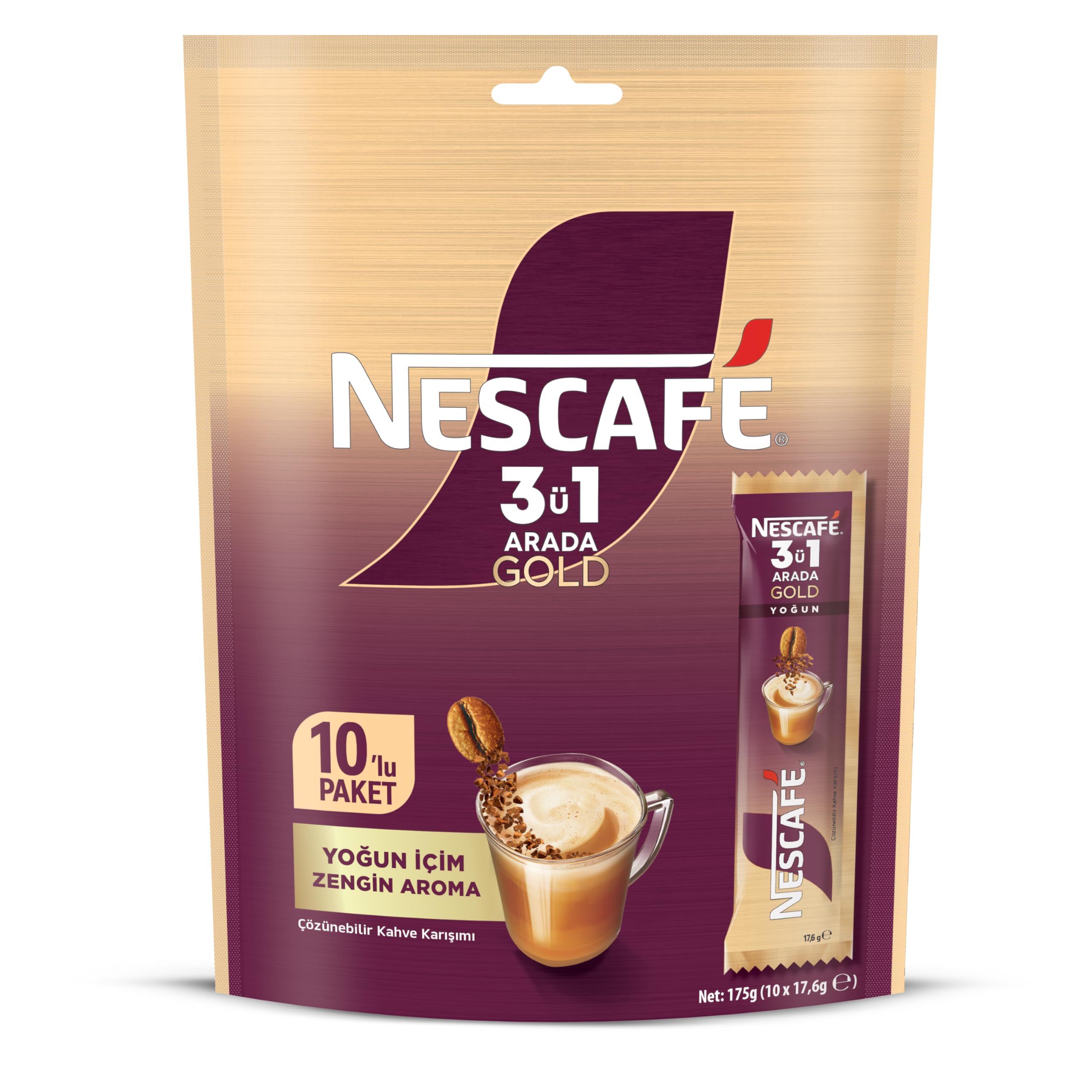 Nestle Nescafe 3ü1 Arada Gold Yoğun 10'lu Çoklu Paket 10x 17,6 g