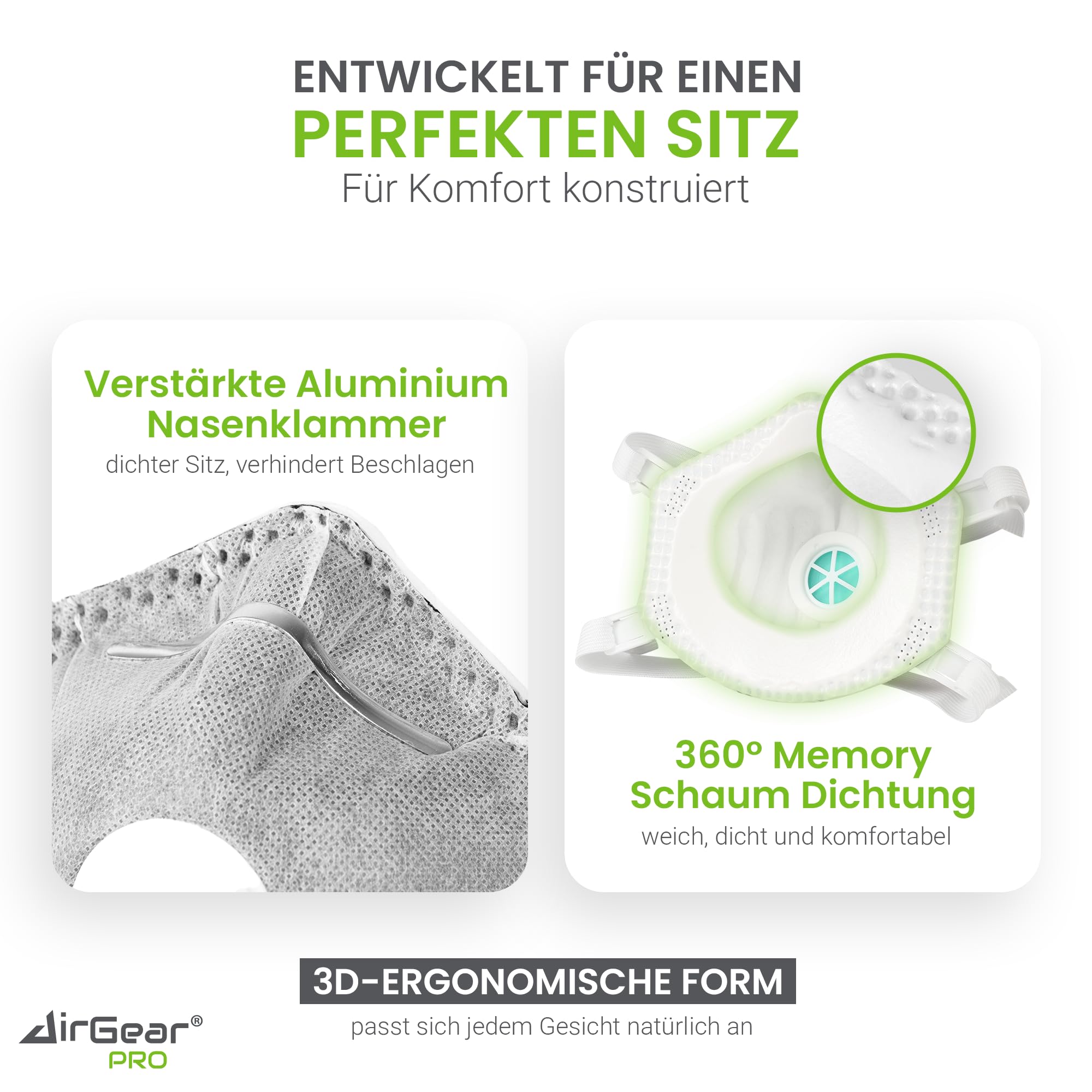 AirGearPro D-110C FFP3 Maske mit Ventil (20er Pack) – Staubmaske – Atemschutzmaske – Staubschutzmaske – Feinstaubmaske – Atemschutz z.B. gegen Feinstaub, Schimmel