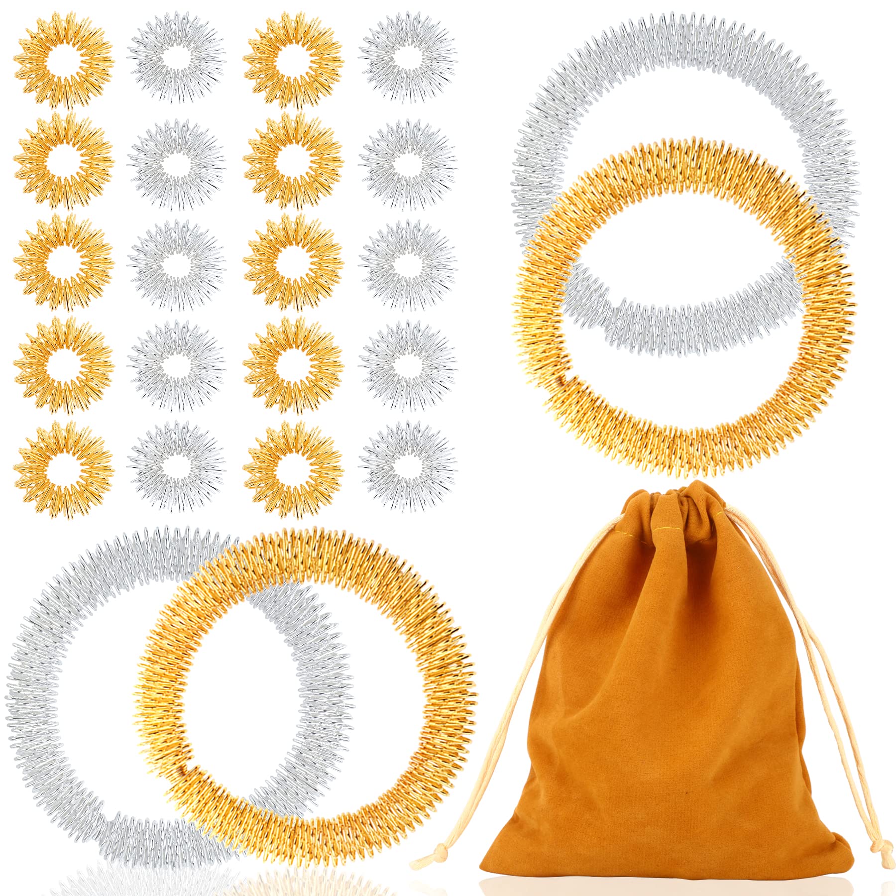 Anelli Sensoriali Per Agopressione - Set Da 8 In Acciaio, Multicolore | Riduce Stress, Migliora Circolazione E Concentrazione