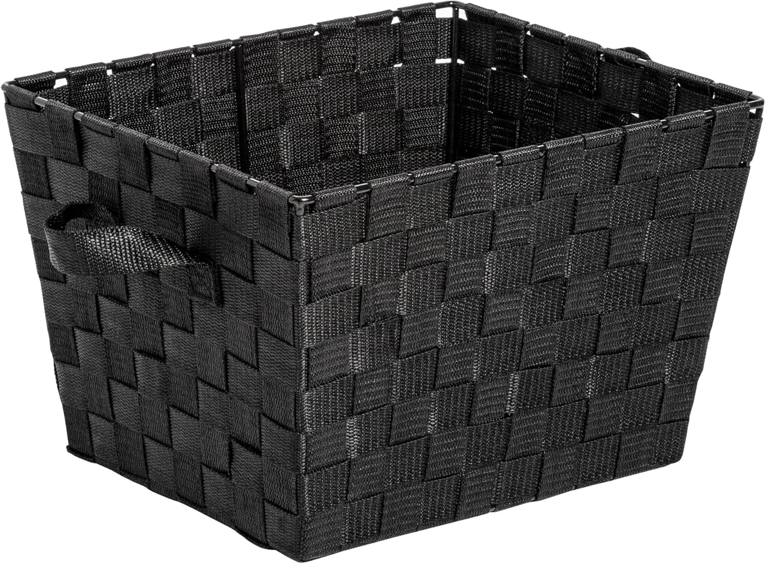 Honey-Can-Do Two Woven Storage Baskets with Handles, Tote Decorative Storage Basket Organization Closet Bedroom Bathroom Nursery Accessories Toys Gifts 2 Pack Stackable Black