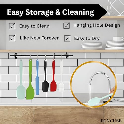 Miniatura 4 de Juego de 6 espátulas de silicona resistentes al calor, antiadherentes, flexibles, espátulas de goma para cocinar, raspador de silicona, apto para