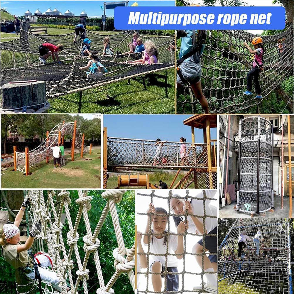 Kids Outdoor Climbing Net 3x3m (9.8ft) - Safe Rope Mesh for Treehouse & Playground, Durable Jungle Gym Accessory, Perfect for Fun & Active Playtime!