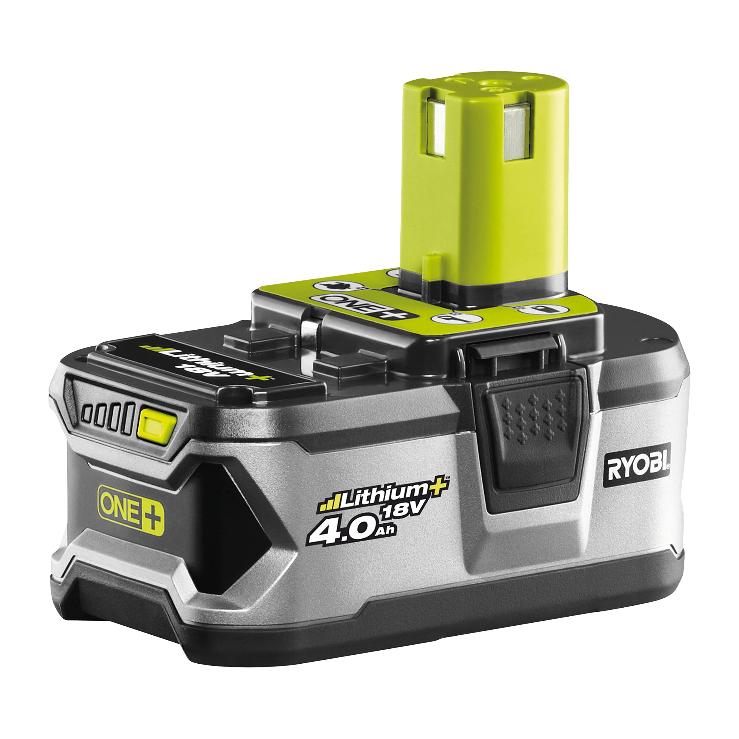 RYOBI ONE+ 18V Taladro percutor R18PD3-242S – 50 Nm, mandril 13 mm, 2 velocidades (0–500/0–1.800 rpm), 24 ajustes de par – Kit con baterías 2,0 Ah + 4,0 Ah, cargador y bolsa