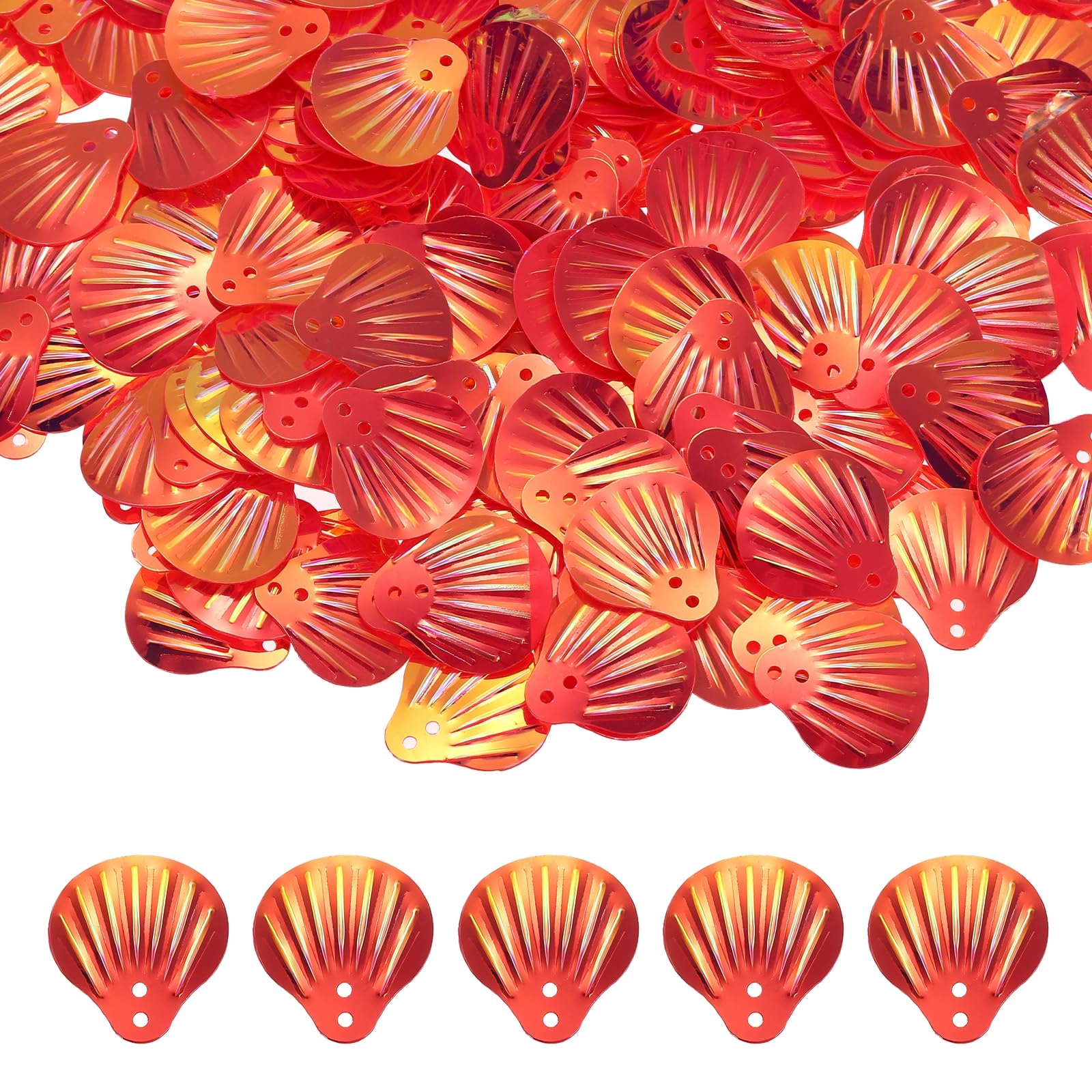 sourcing map 50 Gram Loose Sequins 13 mm Seashell Sequins and Spangles with 2 Holes for Earrings Clothing Accessories Embroidery Sewing DIY Art Crafts Supplies, Gold Opaque Watermelon