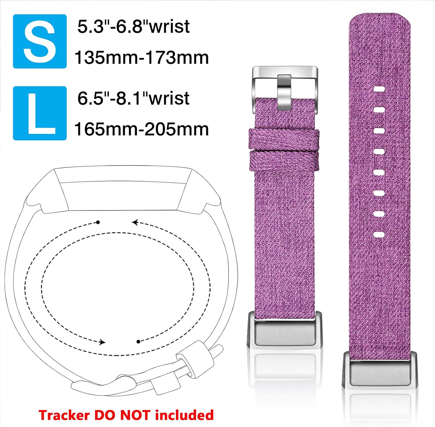 (2 Pack) Witzon Fabric Woven Bands Compatible with Fitbit Charge 4 / Charge 3 / Charge 3 SE, Breathable Canvas Replacement Straps Wristbands Accessories for Women Men, Purple Orange, Small : Electronics