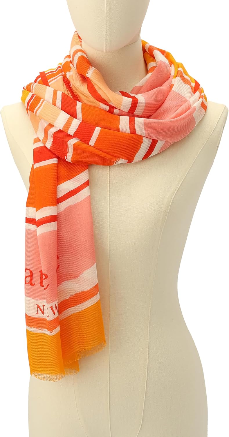 kate spade new york Women's Ocean Stripe Viscose Oblong Scarf, Stylish & Lightweight Fashion Accessory