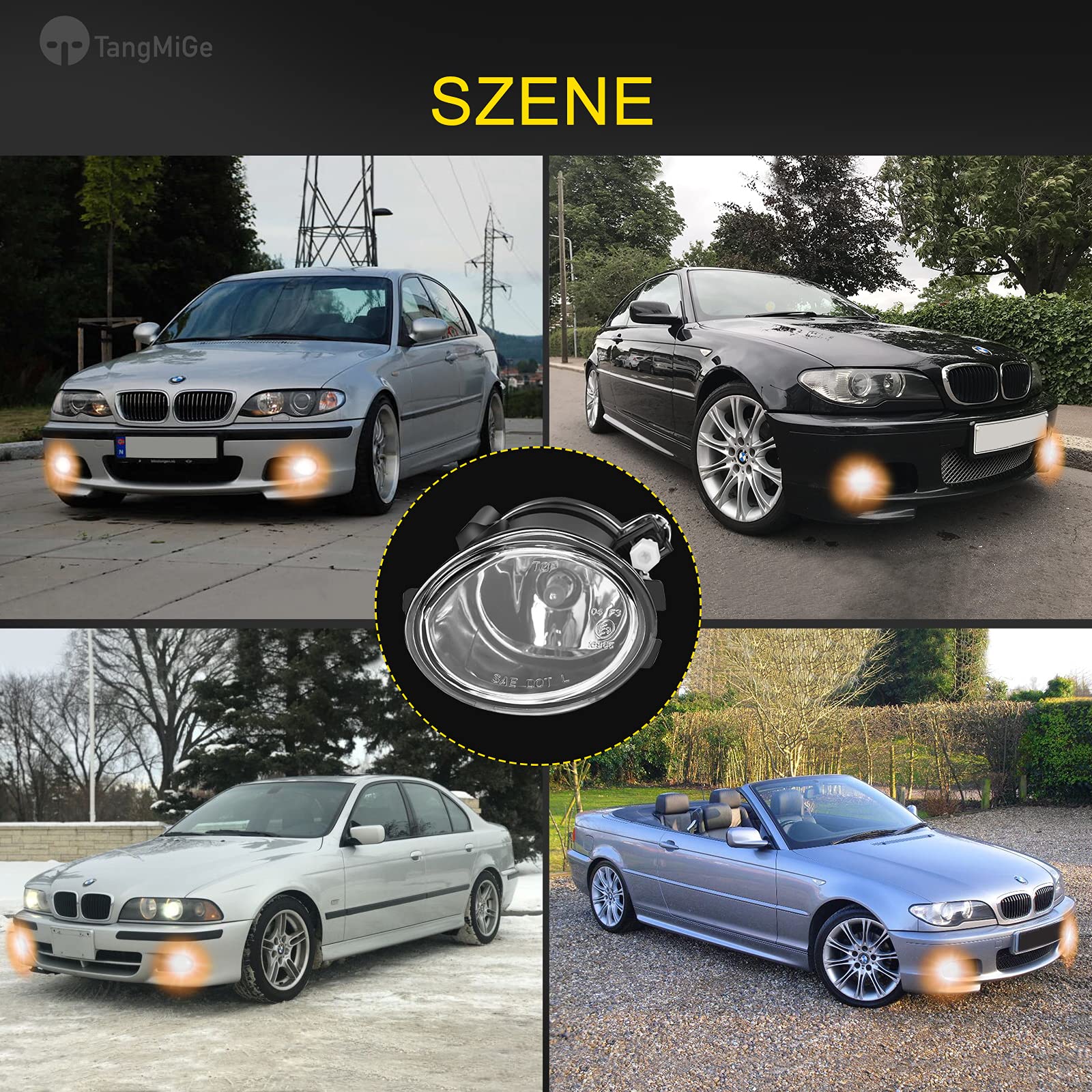 TangMiGe Luces antiniebla compatible con BMW (E46 E39 Parachoques M Tech Paquete deportivo M) Serie 3 5 M3 M5, 09/2000-12/2007, (HB SDN WGN CPE CONV) (Claro)