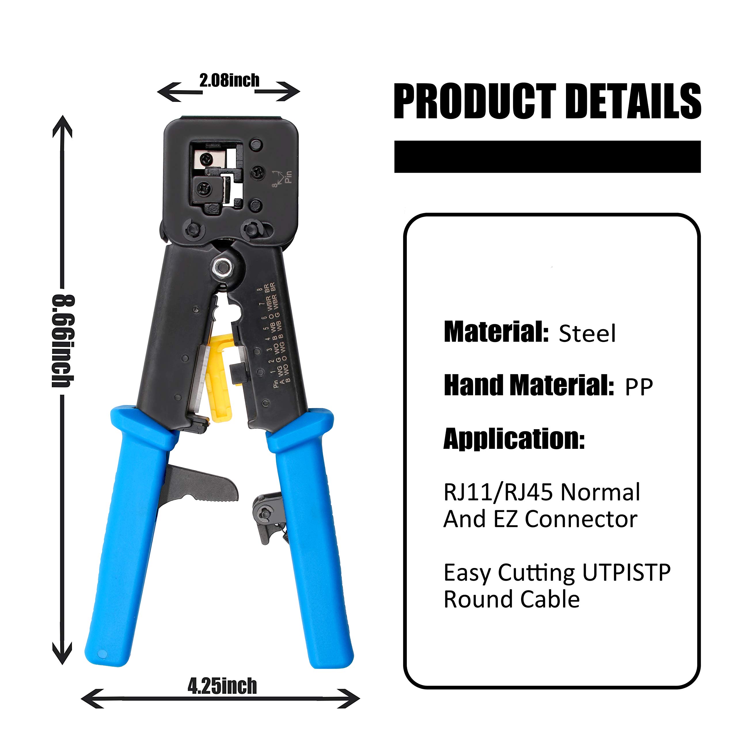 Yangoutool EZ RJ45 crimpatrice crimpatrice per RJ-45 RJ12 RJ11 End passante e connettori legacy