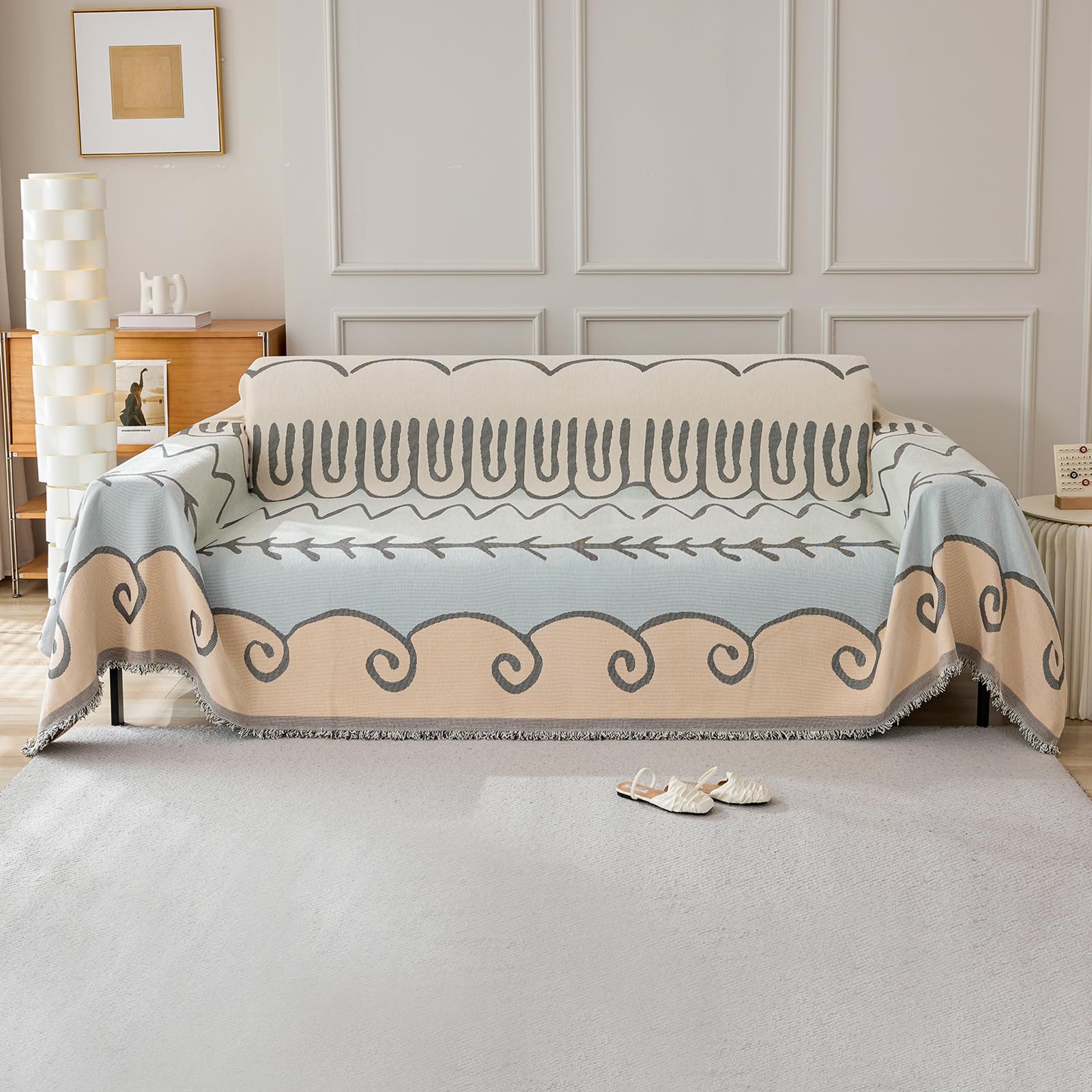 Vanderhome Summer Clouds Chenille Blanket Soft Throws For Sofas Washable Blanket For Bed Settees Armchairs, Livingroom, All Season Multi-Purpose Throw 180 * 230Cm