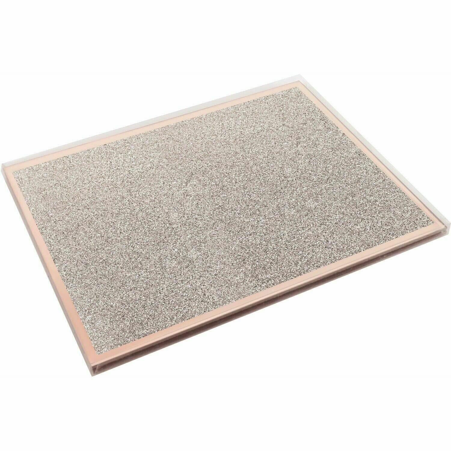 Biznest Silver Pack Of 2 Mirrored Sparkle Placemat Glitter Glass Placemat Rose Gold Glitter Romany
