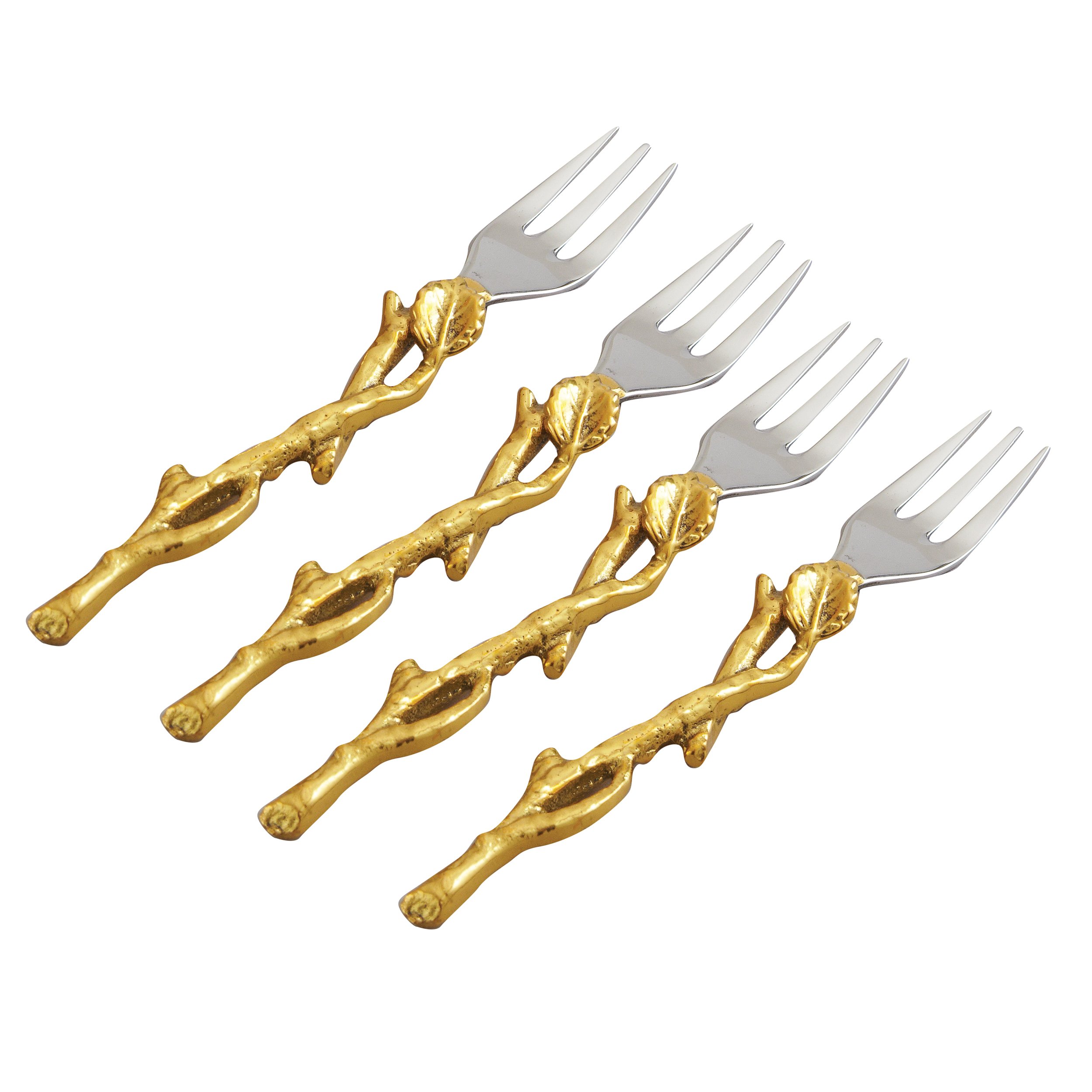Elegance Doré Vigne fourchettes, 13,3 cm, Argenté/doré, Lot de 4