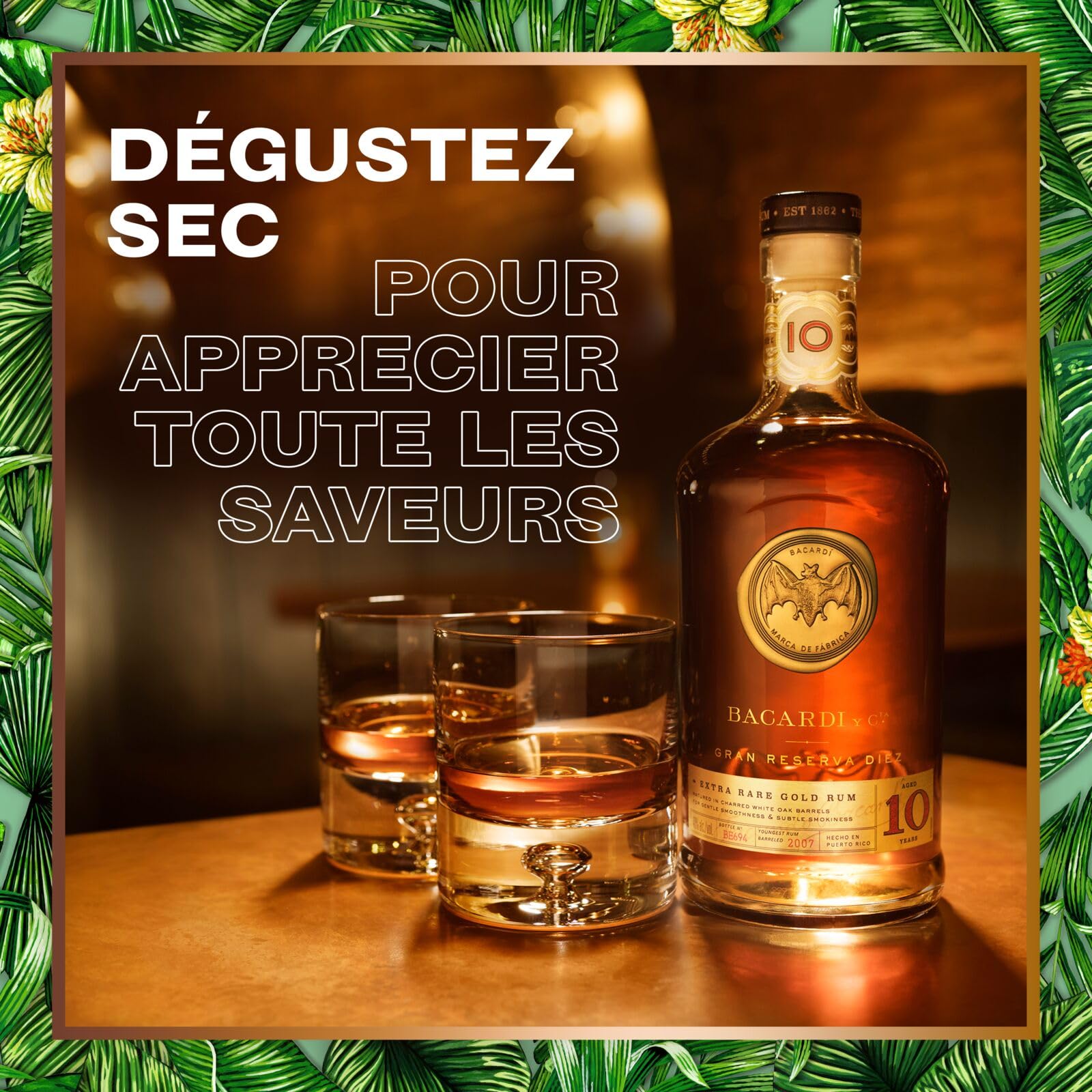 BACARDÍ Gran Reserva 10 Ans Premium Caribbean Rum, 40% vol., 70 cl/700 ml, 10 ans de maturation en fûts de chêne sous le soleil des Caraïbes