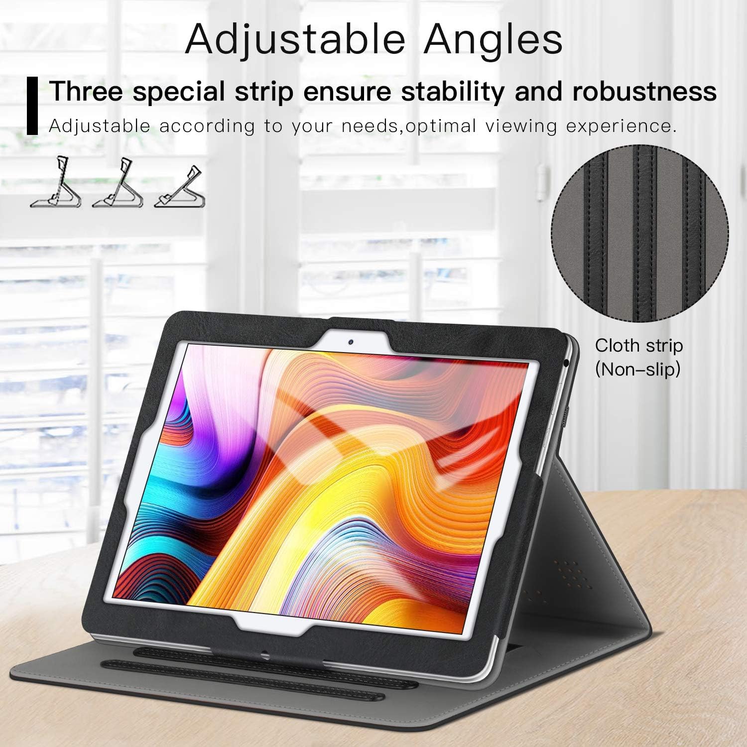 Ztotop Universal 10/10.1 inch Tablet Case, Premium PU Leather Cover for Dragon Touch/ZONKO/Winsing/YELLYOUTH 10.1 Inch Android Tablet. Black