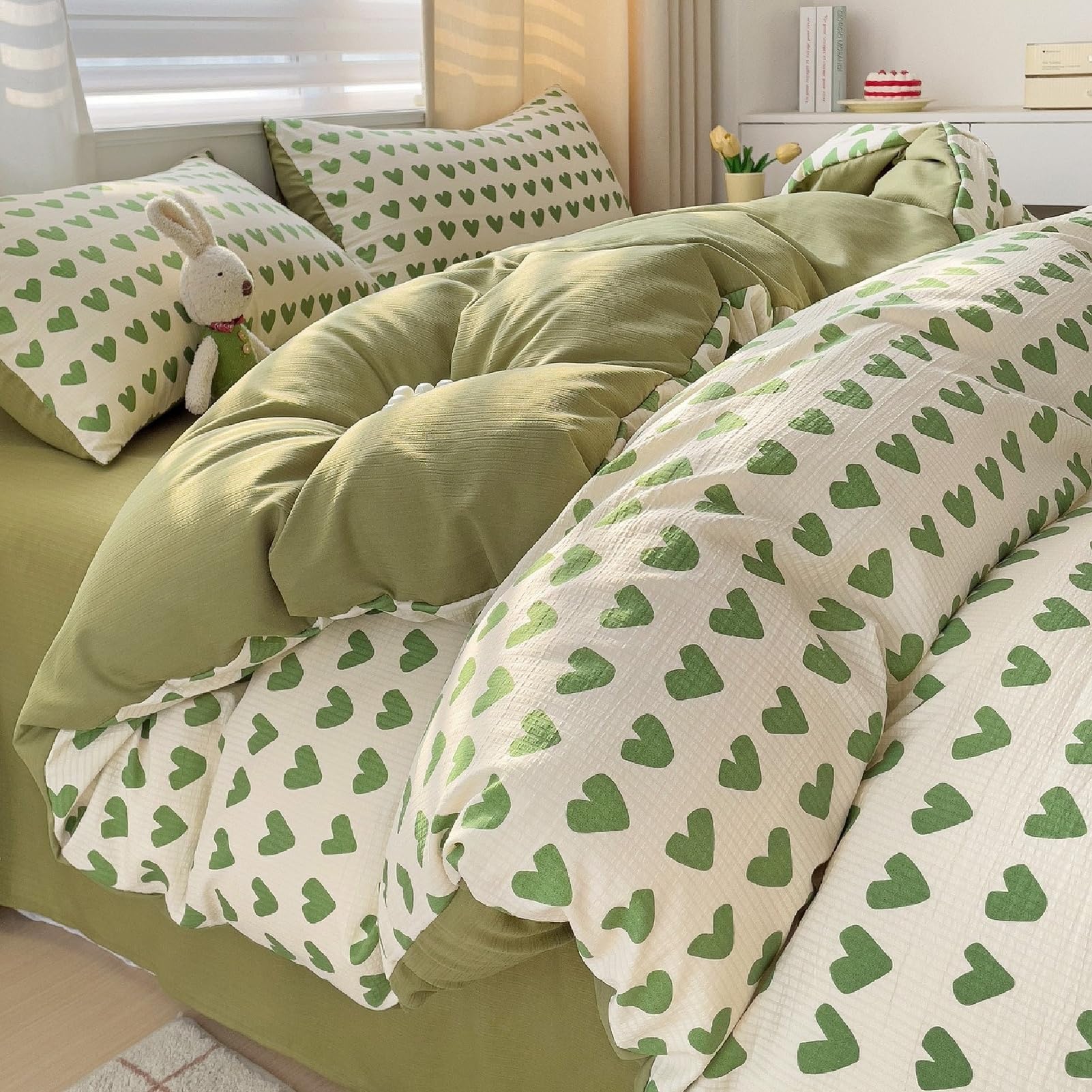 Parure de lit 4 pièces housse de couette anti-plis pour lit 1.2M facile à laver et à installer