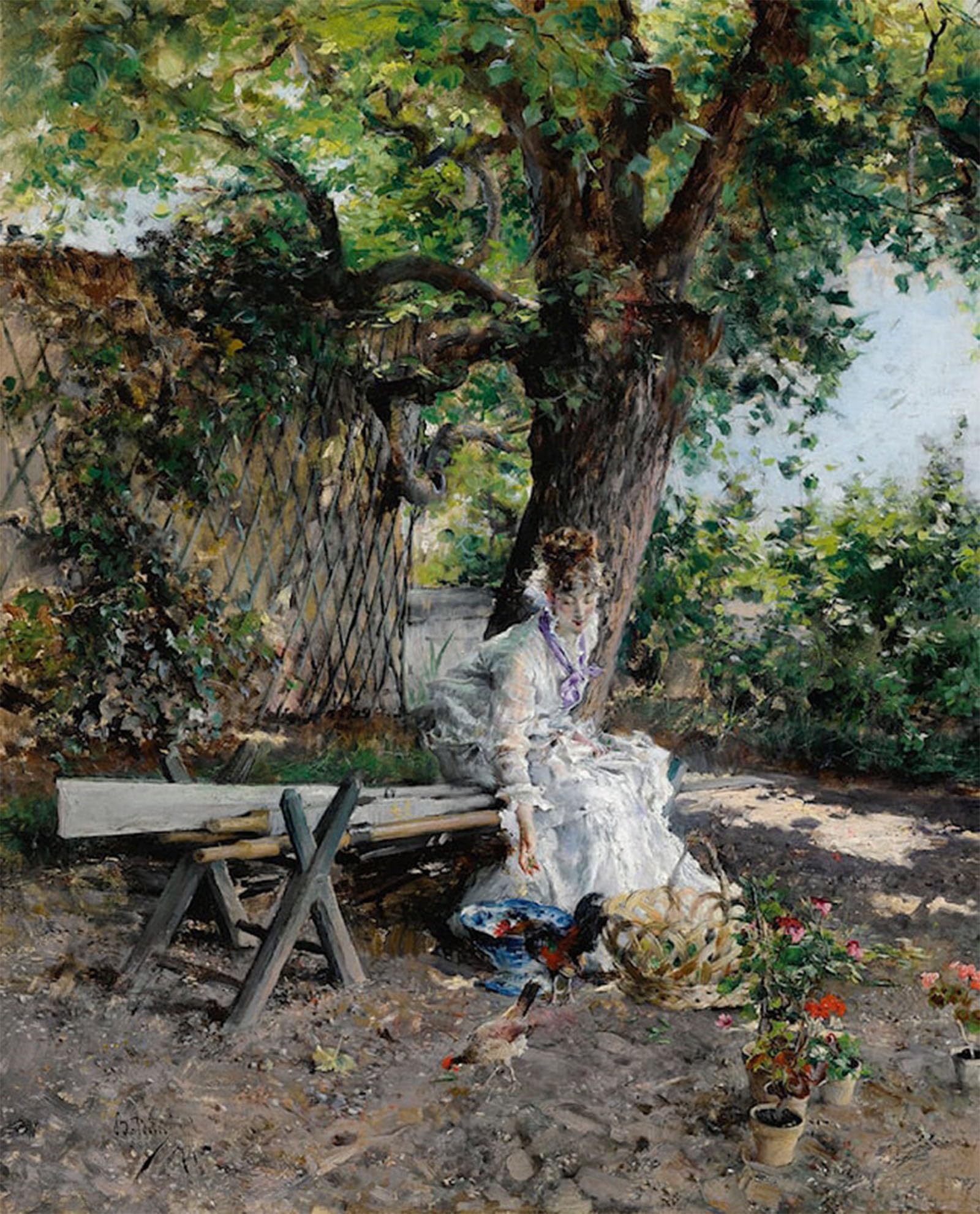 ARTXLXXBN Famous Painting Canvas Artwork Graffiti Print in the Garden Portrait Canvas Image for Home Decor 60x90cm