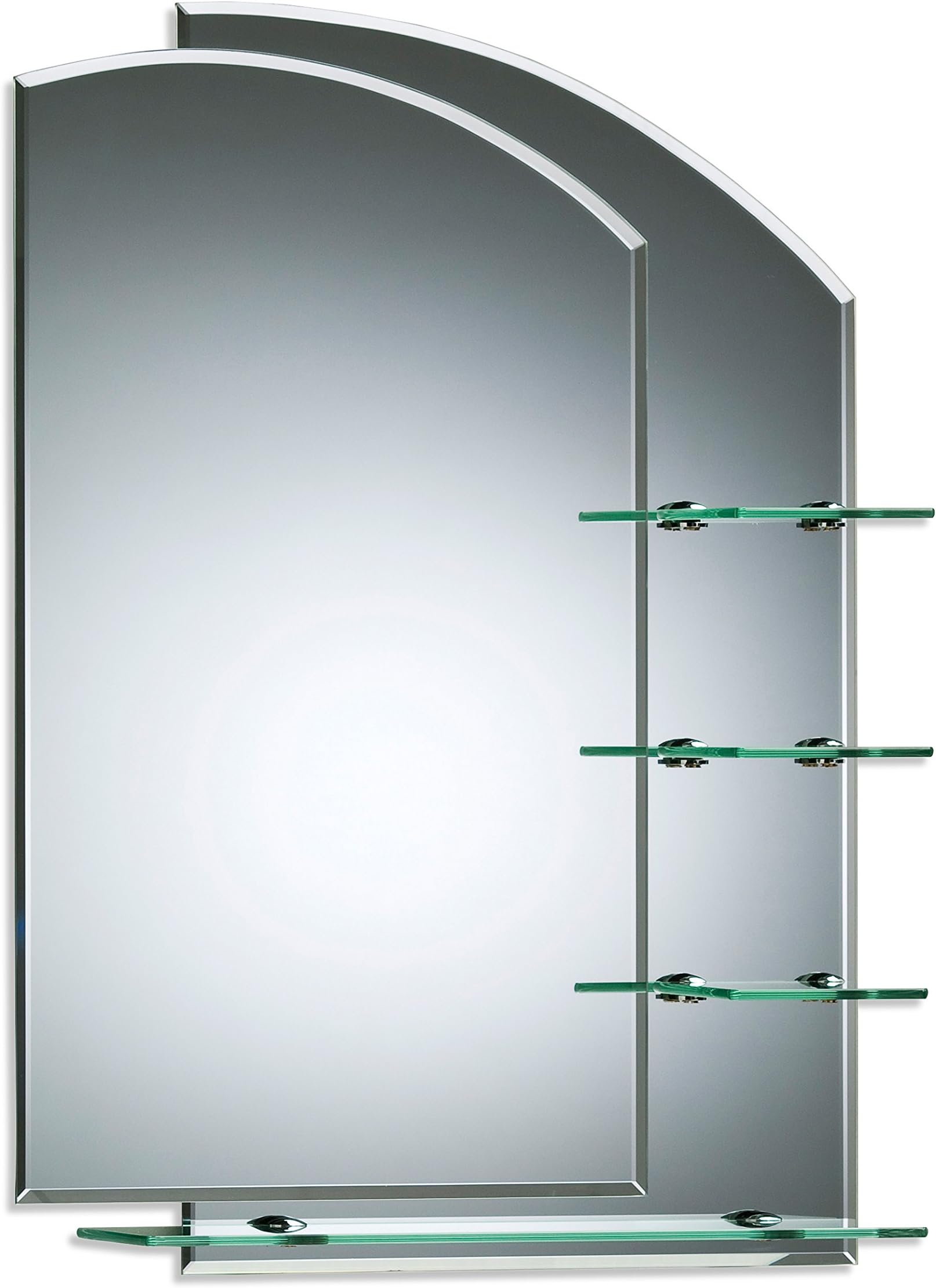 Neue Design Bathroom Mirror 60cm x 43cm, Double Layer with Stunning Design, Wall Mounted Shelves, Sizes 70cm x 50cm or 60cm x 43cm