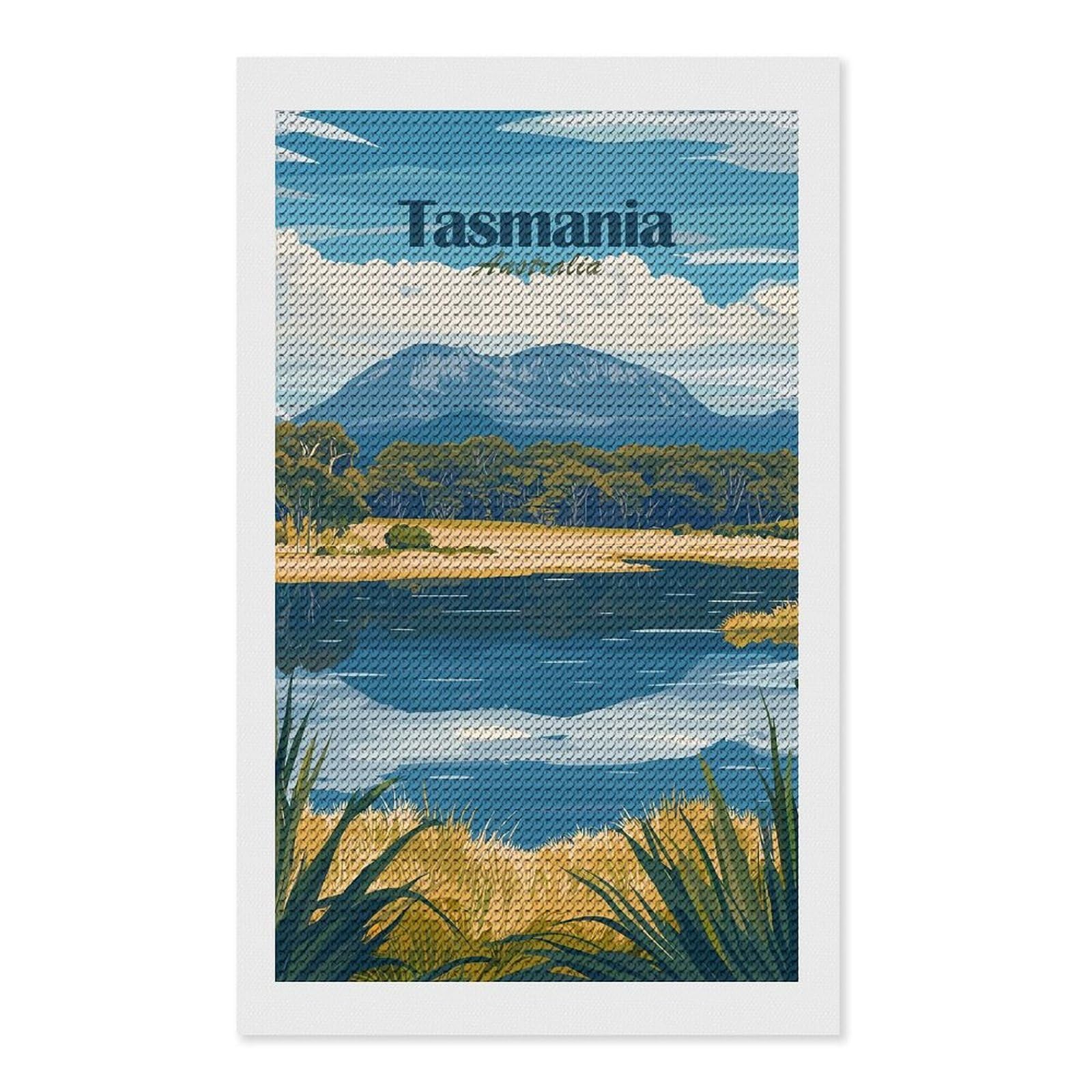 Junmoney Tasmania Landscape Diamond Art Kit 12"x20", Creative Leisure Activity, Complete Accessories, Vintage Style Decor, for Women