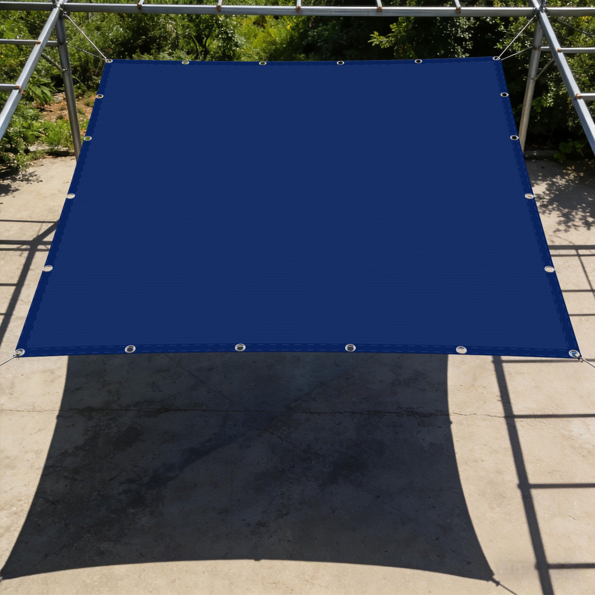 Voile d'ombrage contre le vent et la pluie toile rectangulaire bleu foncé 1.4 x 6 m
