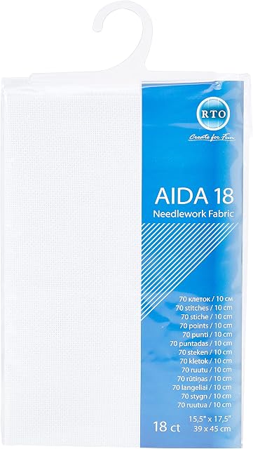 RTO Aida 18 Count White 39cm x 45cm, 100% Cotton, 4x17x1 cm