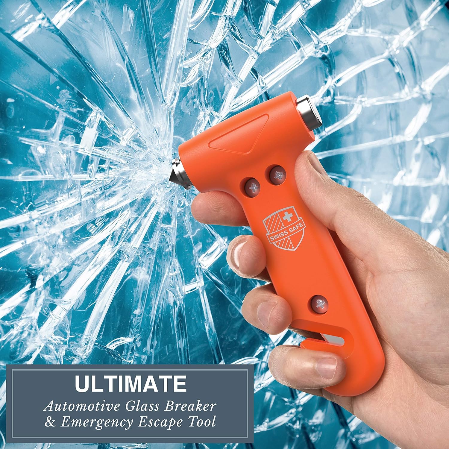 Swiss Safe 5-in-1-Auto-Sicherheits-Hammer (2-Pack), Notfall-Entweichen-Werkzeug mit Auto-Fenster-Unterbrecher und Gurtschneider für Ersthelfer und Pannensicherheit Kits