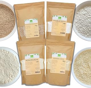 LOW CARB KETO BREAD KUCHEN MIX kohlenhydratarme Mehlmischung für Keto eine Alternative zu Brot - 4 verschiedene Mehle zum Backen MEHL Back Mischung für Keto-Backwaren 4er PACK